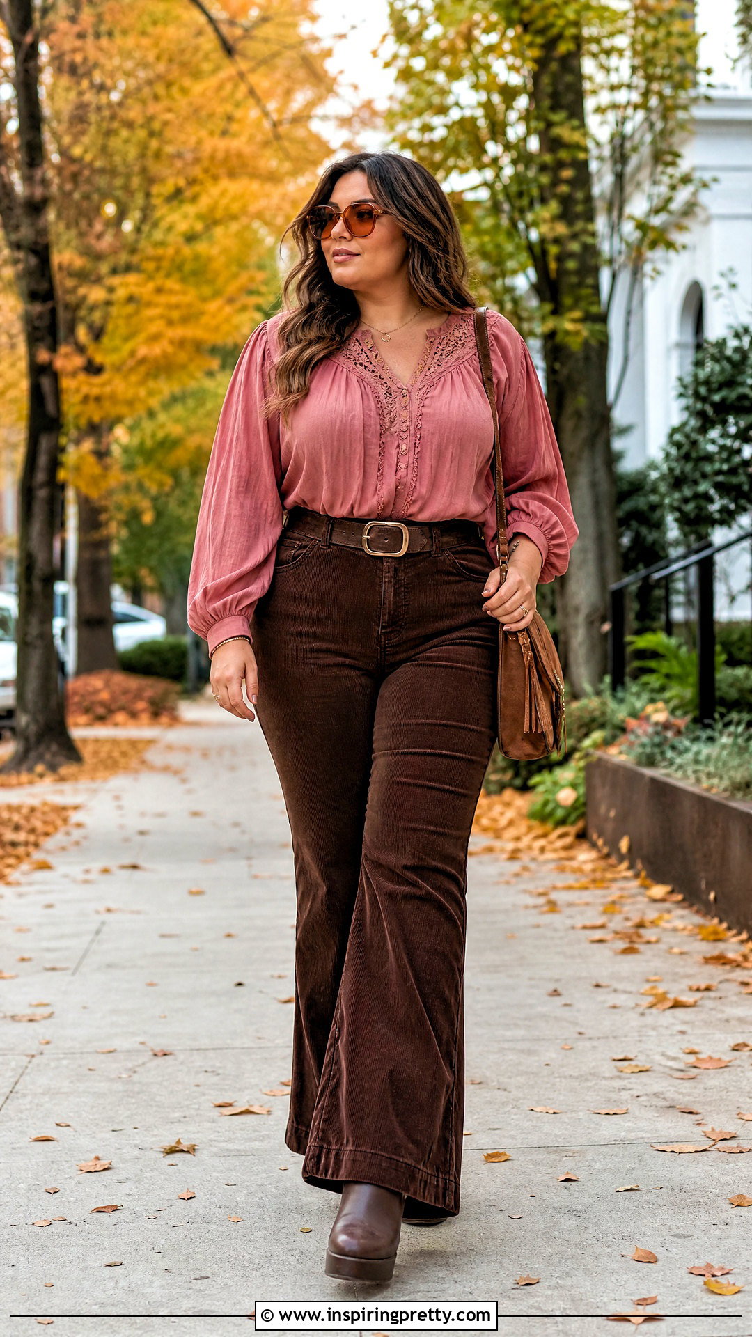 Pink s Top With Brown Corduroy Flares - 25 Pink 70S Top outfit ideas