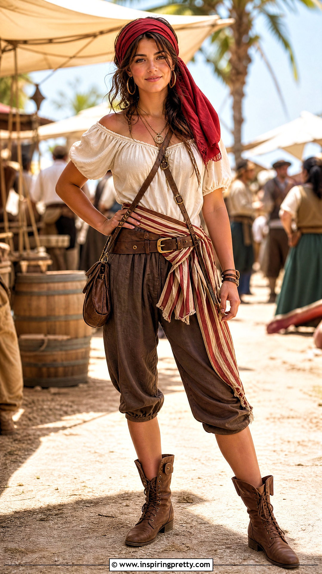 Pirate Peasant Top With Capri Pants - 25 female pirate top outfit ideas