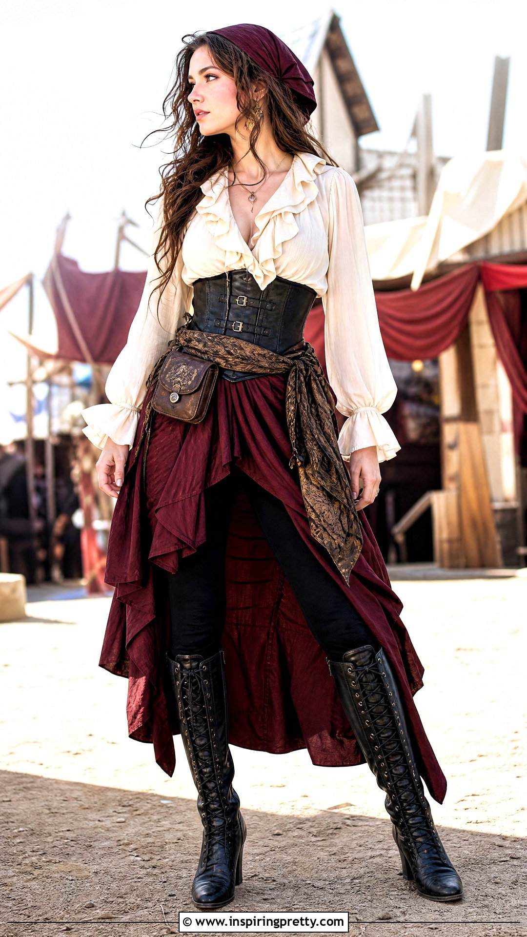 Pirate Ruffle Top With Asymmetrical Skirt - 25 female pirate top outfit ideas