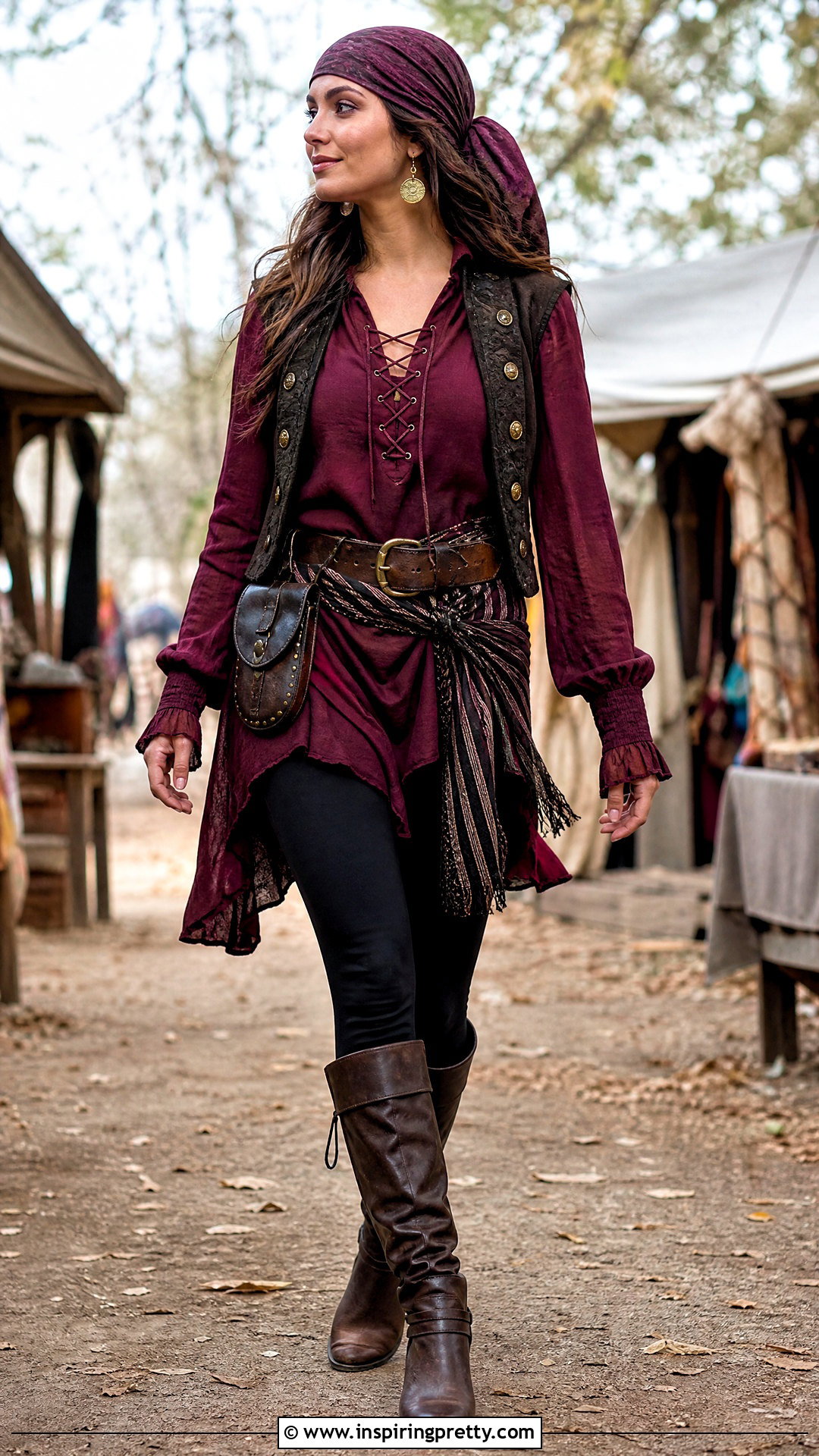 Pirate Tunic Top With Leggings And Boots - 25 female pirate top outfit ideas