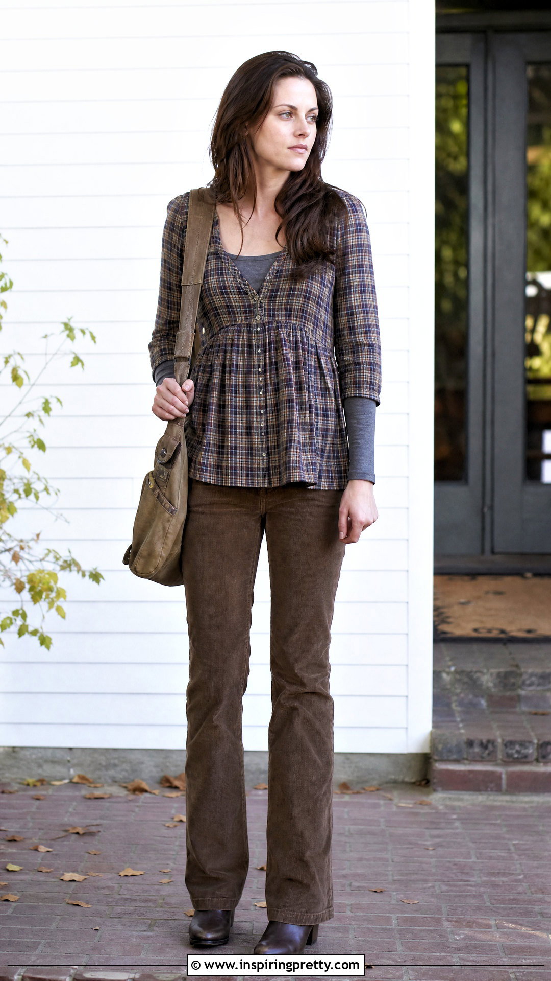 Plaid Bella Swan Babydoll Top With Brown Pants - 25 bella swan babydoll top outfit ideas