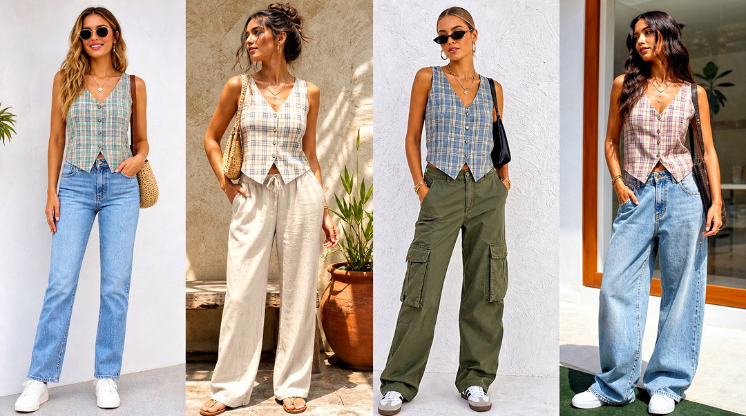 20 Plaid Button Up Tank Top Outfit Ideas for Casual Days