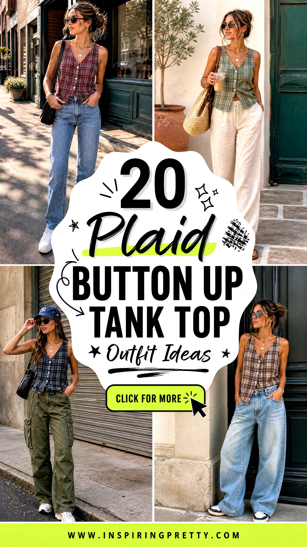 20 Plaid Button Up Tank Top Outfit Ideas for Casual Days - 20 Plaid Button Up Tank Top Outfit Ideas for Casual Days