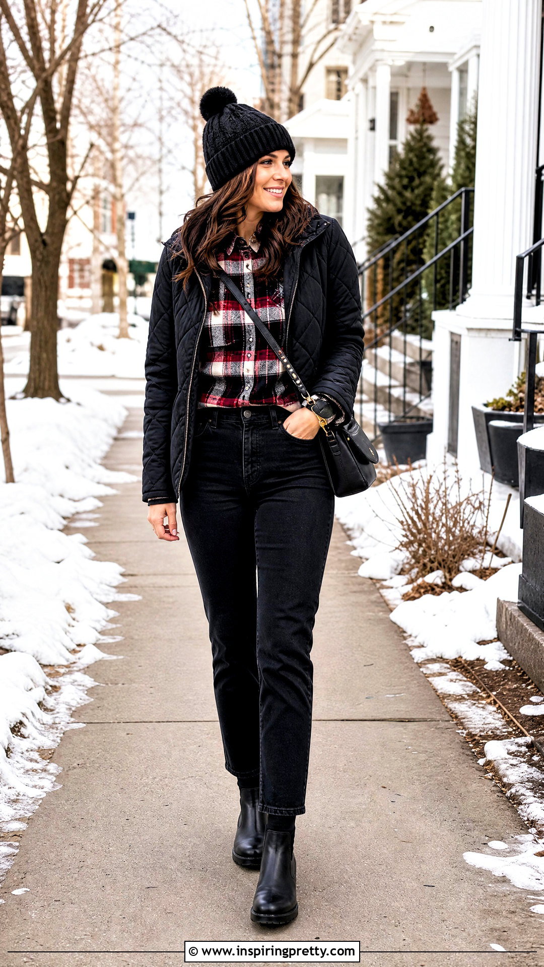 Plaid Flannel Shirt With Black Jeans - 50 winter tops for women