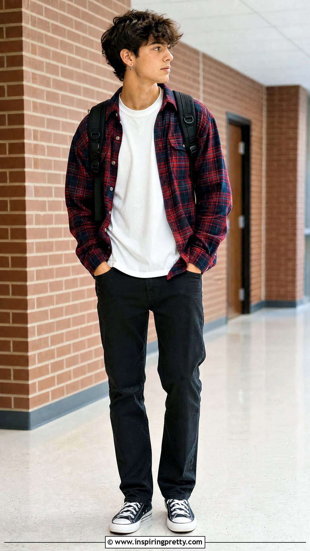Plaid Flannel Top And Black Jeans Outfit - 50 cute tops for school ideas