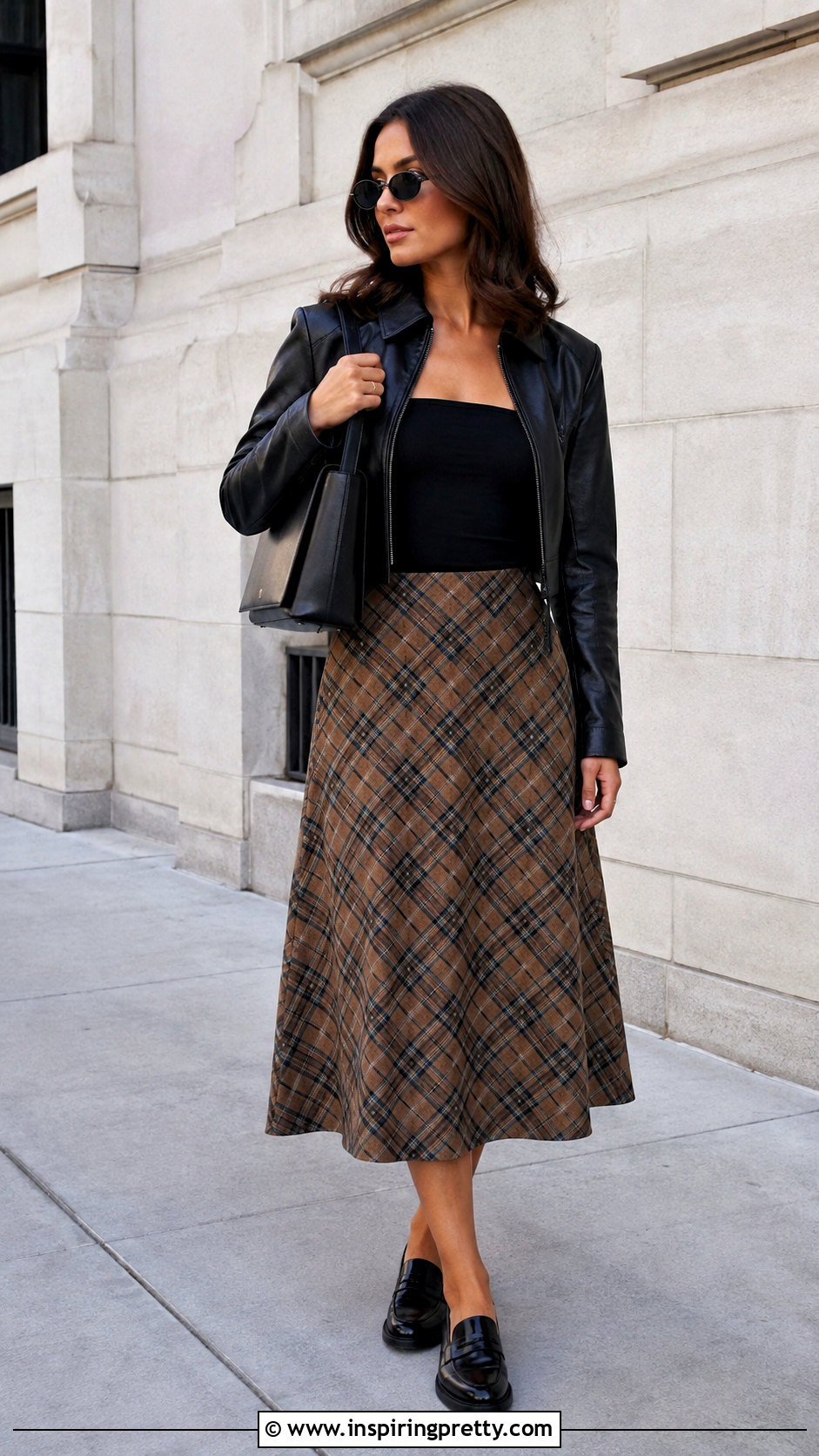 Plaid Midi Skirt And Black Tube Top Outfit - 25 Midi Skirt And Tube Top Outfit ideas