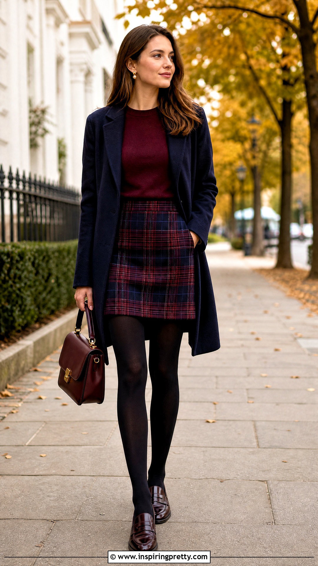 Plaid Mini Skirt With Sweater And Loafers - 50 top skirt outfit ideas