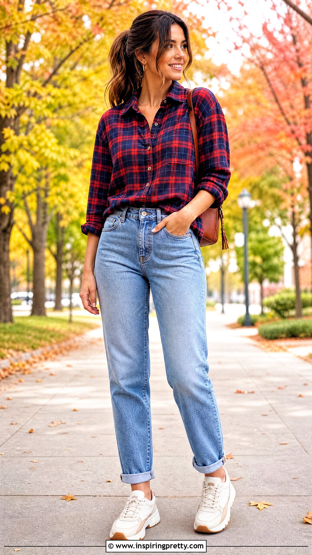 Plaid Shirt With Mom Jeans - 50 Top Shirt outfit ideas