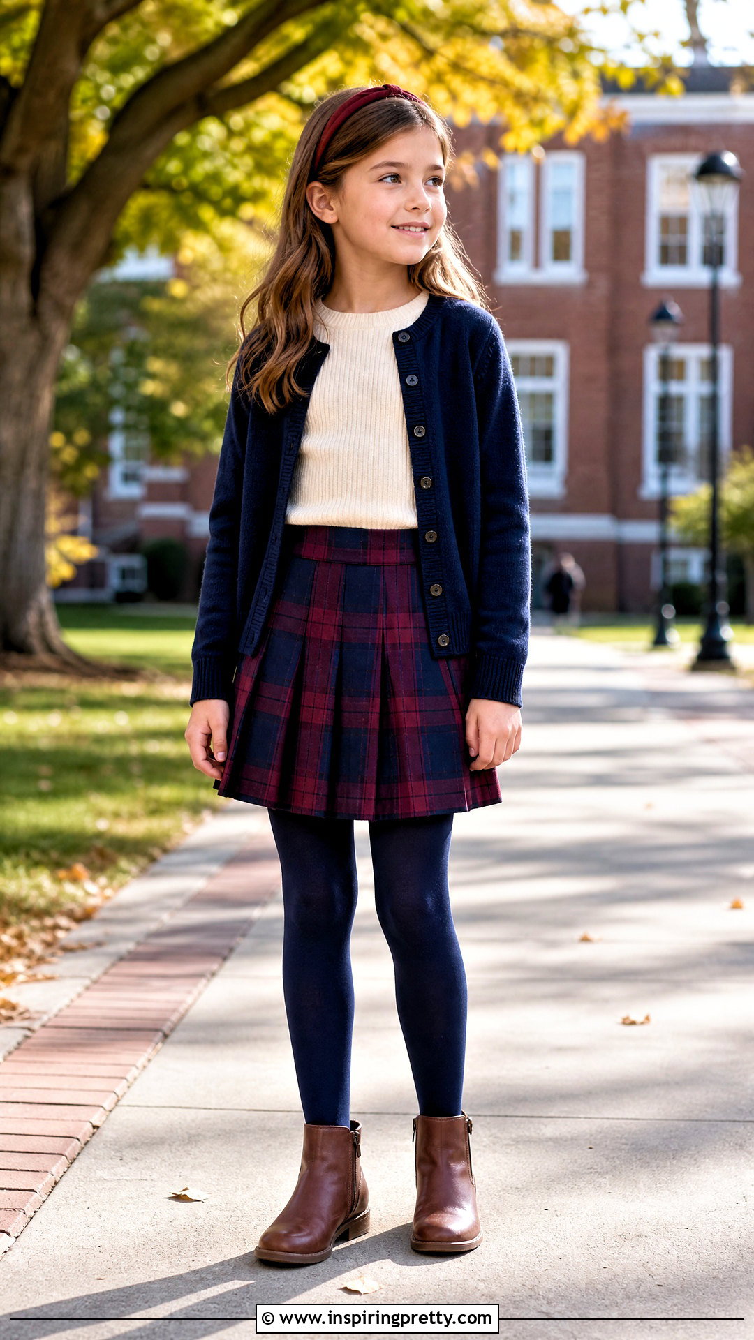 Plaid Skirt With Long Sleeve Top - 50 kids skirt top designs