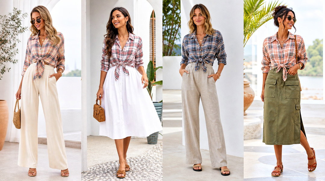 25 Plaid Tie Front Top Outfit Ideas for Charming Weekend Style