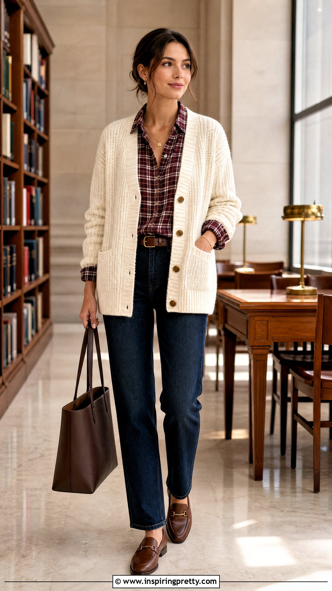 Plaid Top With A Cardigan - 50 plaid top outfit ideas