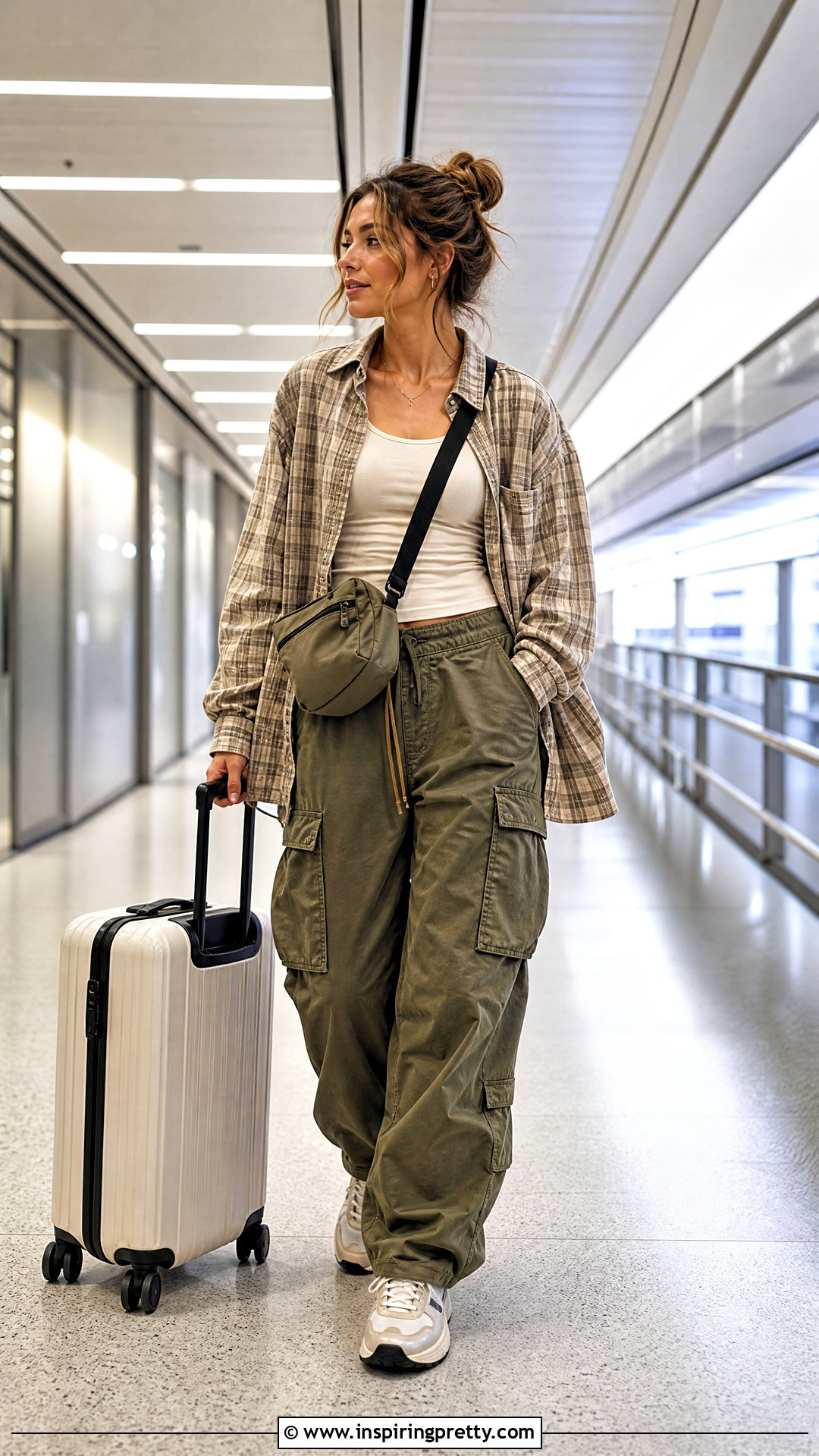 Plaid Top With Cargo Pants - 50 plaid top outfit ideas