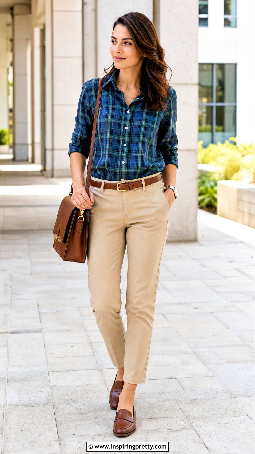 Plaid Top With Khaki Pants - 50 plaid top outfit ideas
