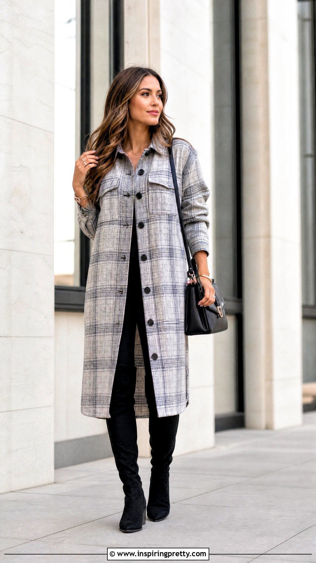 Plaid Top With Over The Knee Boots - 50 plaid top outfit ideas
