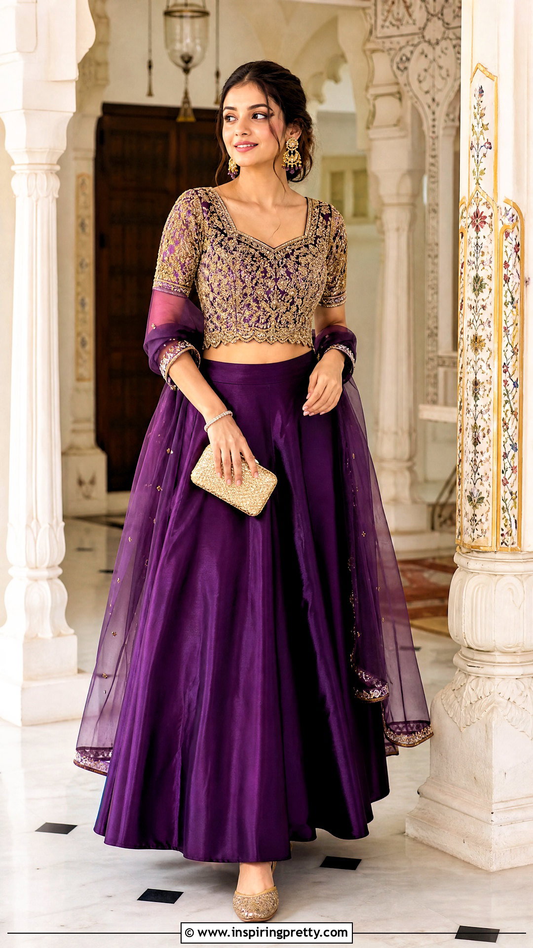 Plain Skirt And Heavy Embroidered Top - 50 skirt and top traditional outfit ideas
