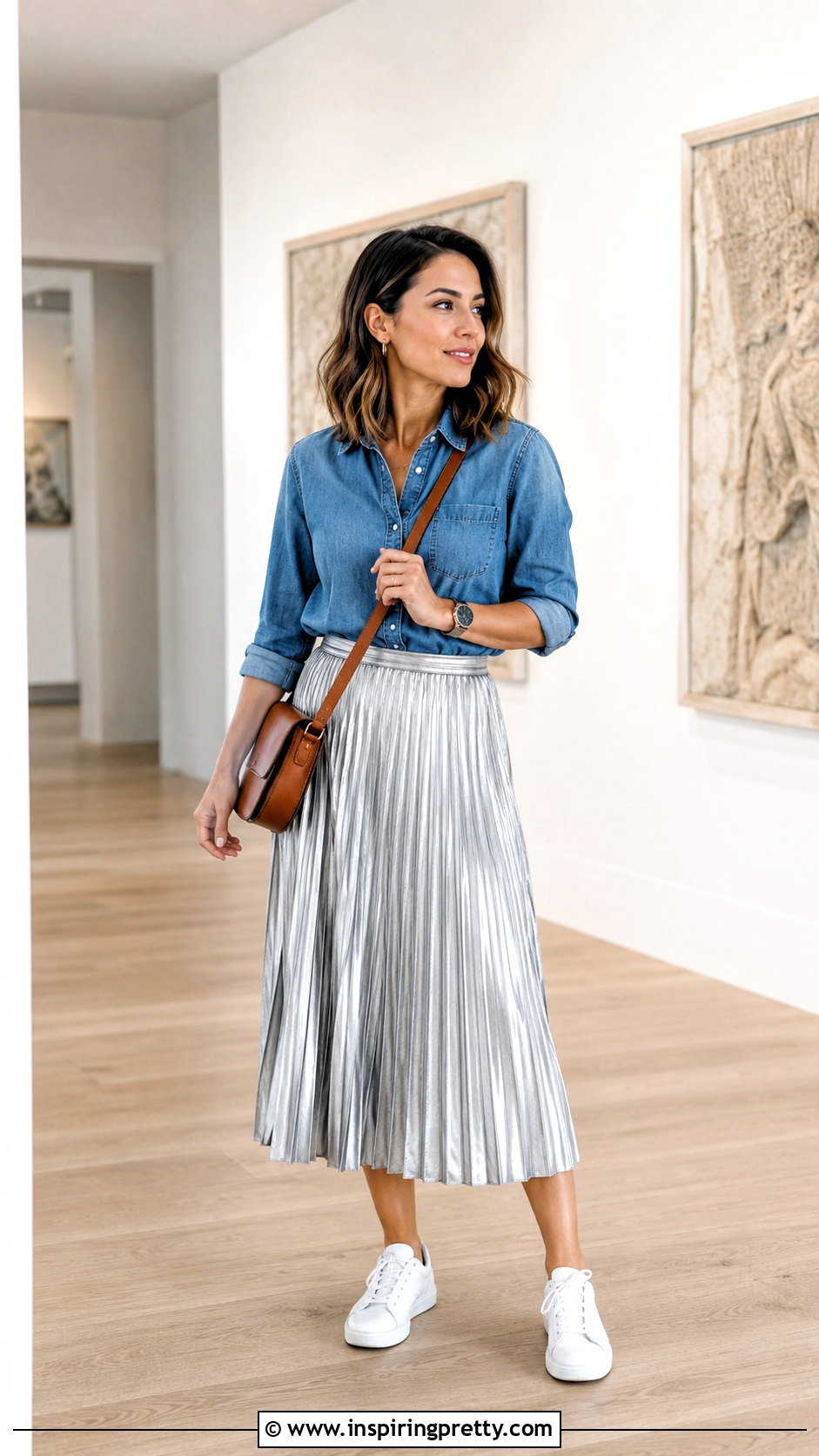 Plateado Midi Skirt And Denim Shirt Outfit - 50 top plateado outfit ideas