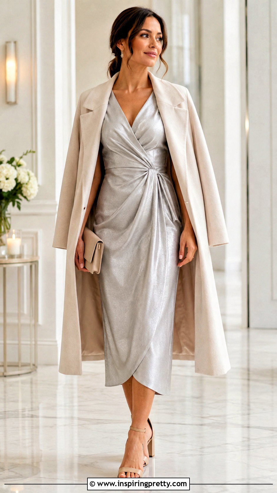 Plateado Wrap Dress And Nude Heels Outfit - 50 top plateado outfit ideas