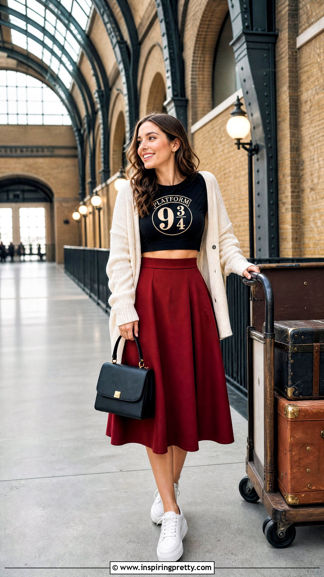Platform Crop Top With Red Skirt - 20 Harry Potter Crop Top Ideas