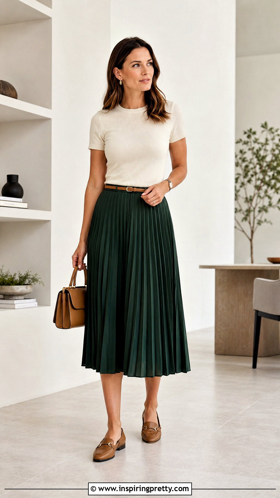 Pleated Midi Skirt And Knit Top - 50 skirt and top styles