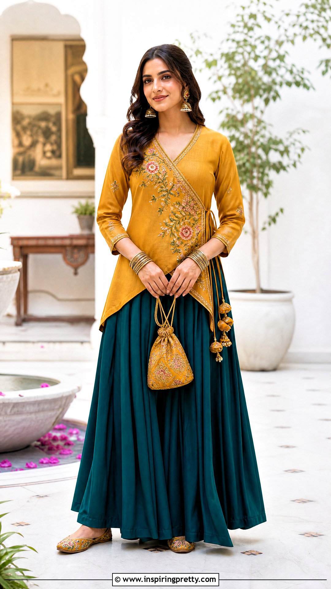 Pleated Skirt And Angrakha Top - 50 skirt and top traditional outfit ideas
