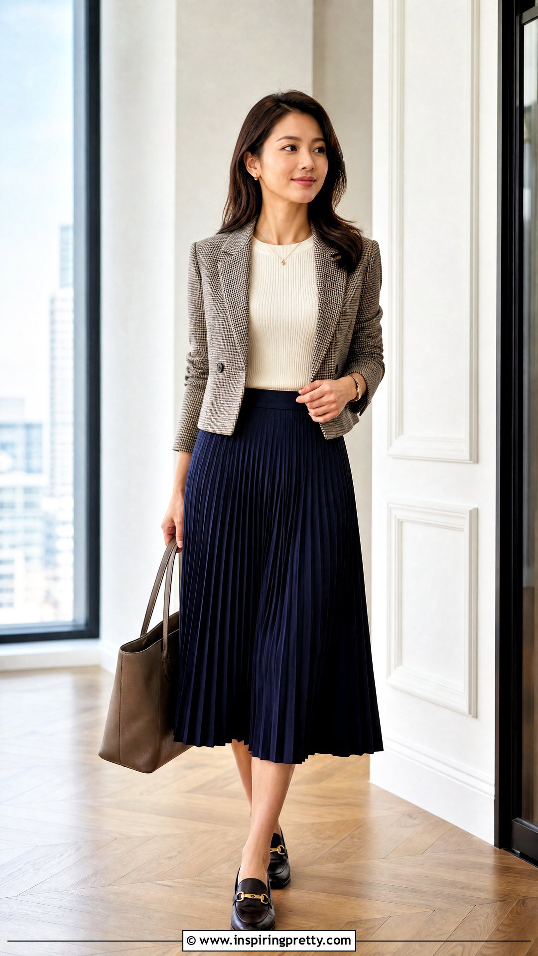 Pleated Skirt And Blazer Outfit - 50 skirt and top styles