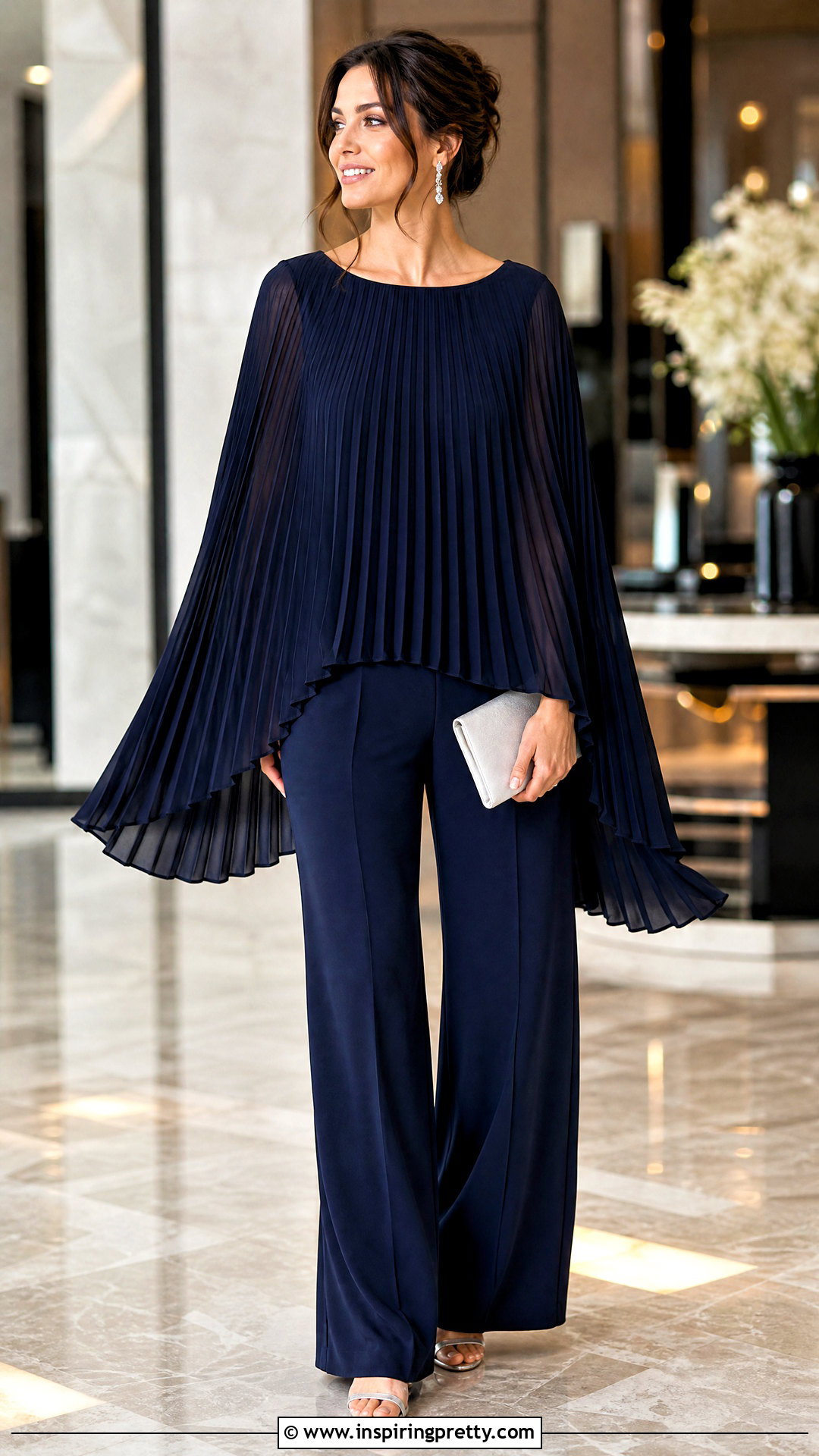 Pleated Top And Flowing Trouser Set - 50 two pieces trouser and top