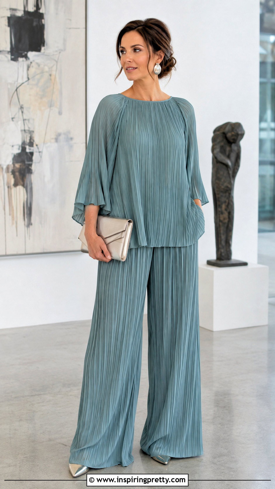 Pleated Top And Pants Set - 50 Top Pants Sets
