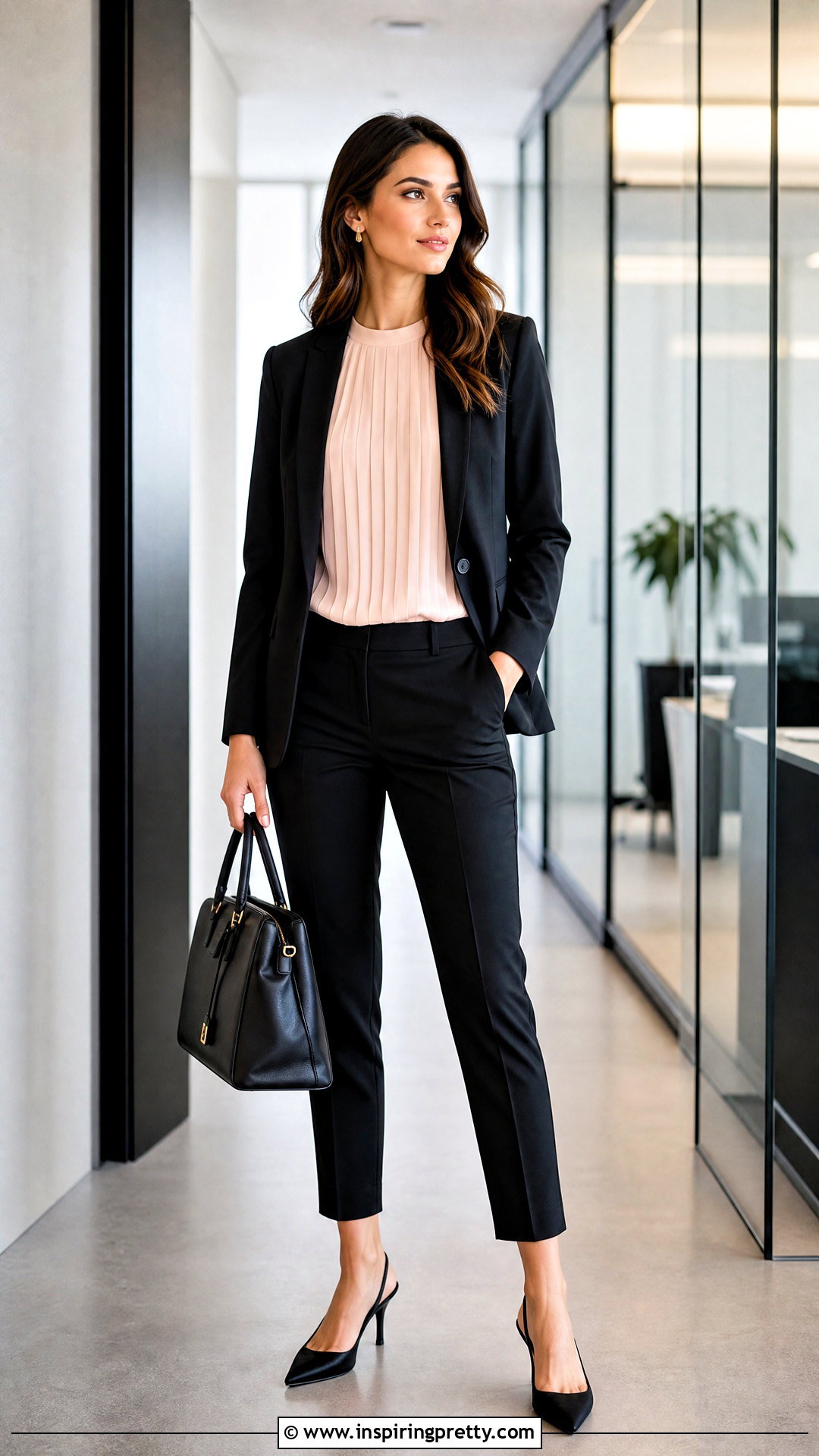 Pleated Top With Cigarette Pants - 50 pleated top outfit ideas