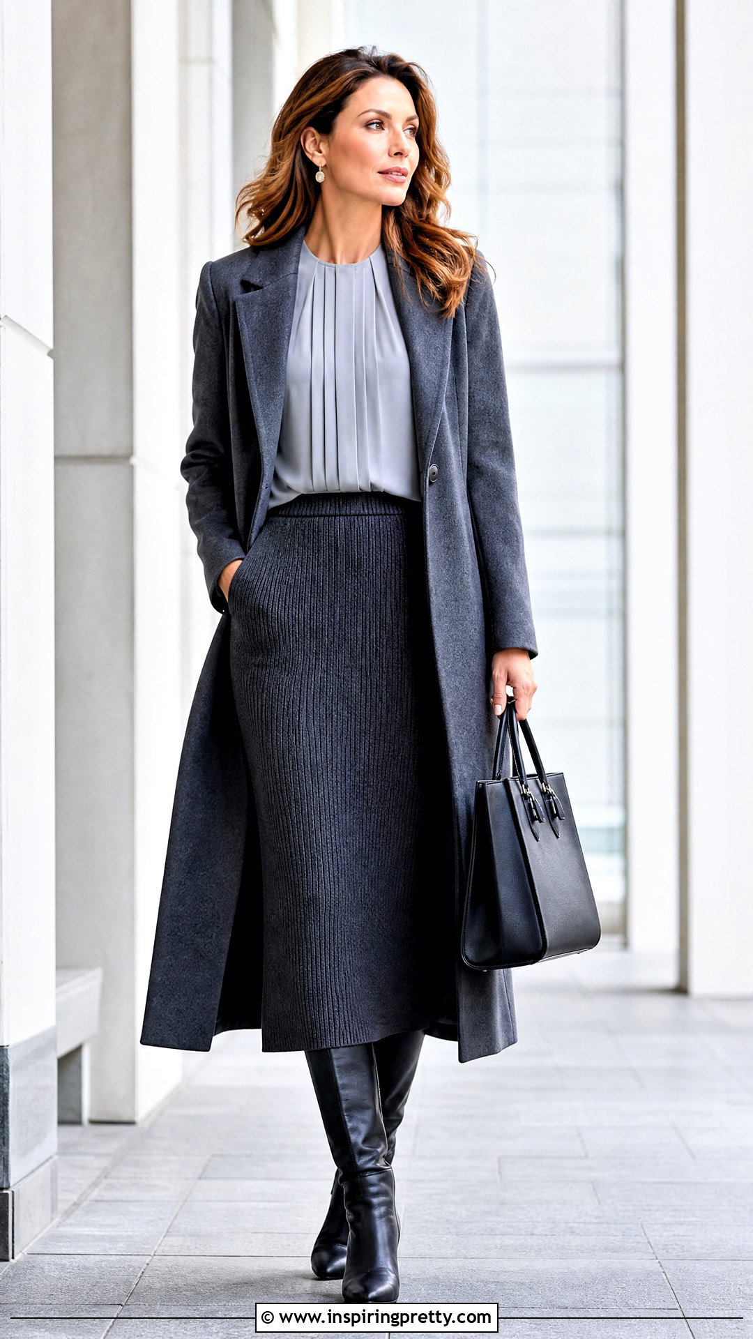 Pleated Top With Knit Midi Skirt - 20 Pleated Top Fashion ideas