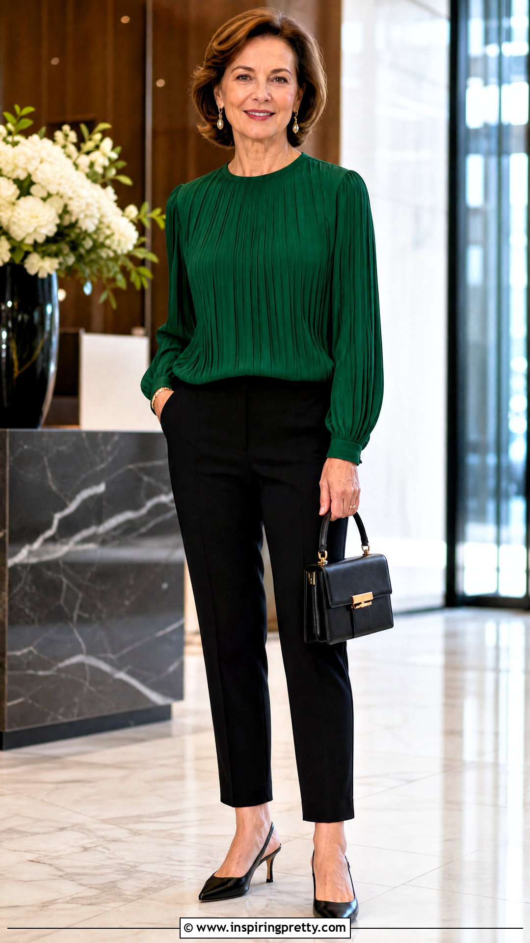 Pleated Top With Tapered Pants - 50 fancy top designs for women