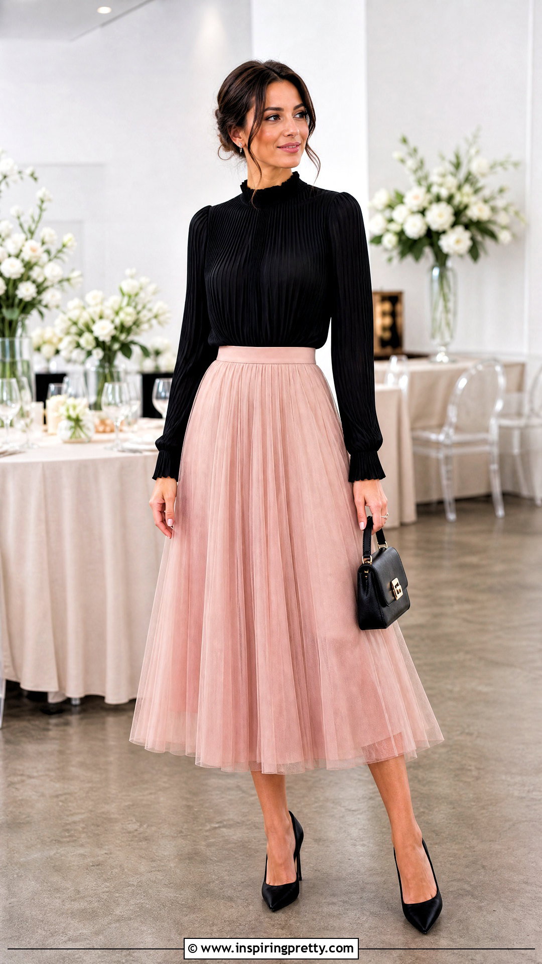 Pleated Top With Tulle Skirt - 50 pleated top outfit ideas