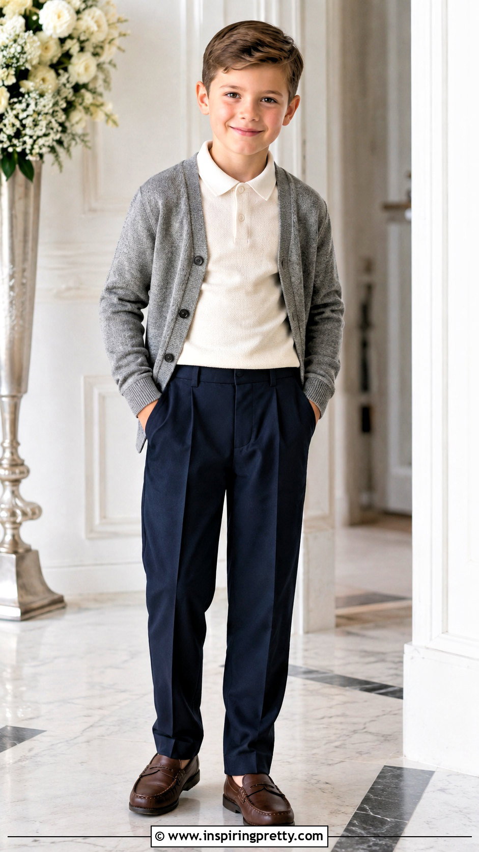 Pleated Trousers And Knit Polo Outfit - 50 trouser and top for kids