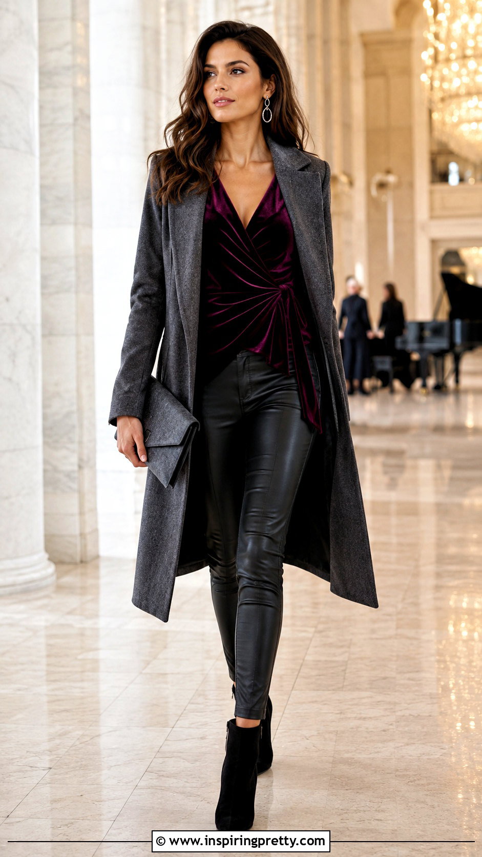 Plum Velvet Top With Black Leather Pants - 25 velvet top leather pants