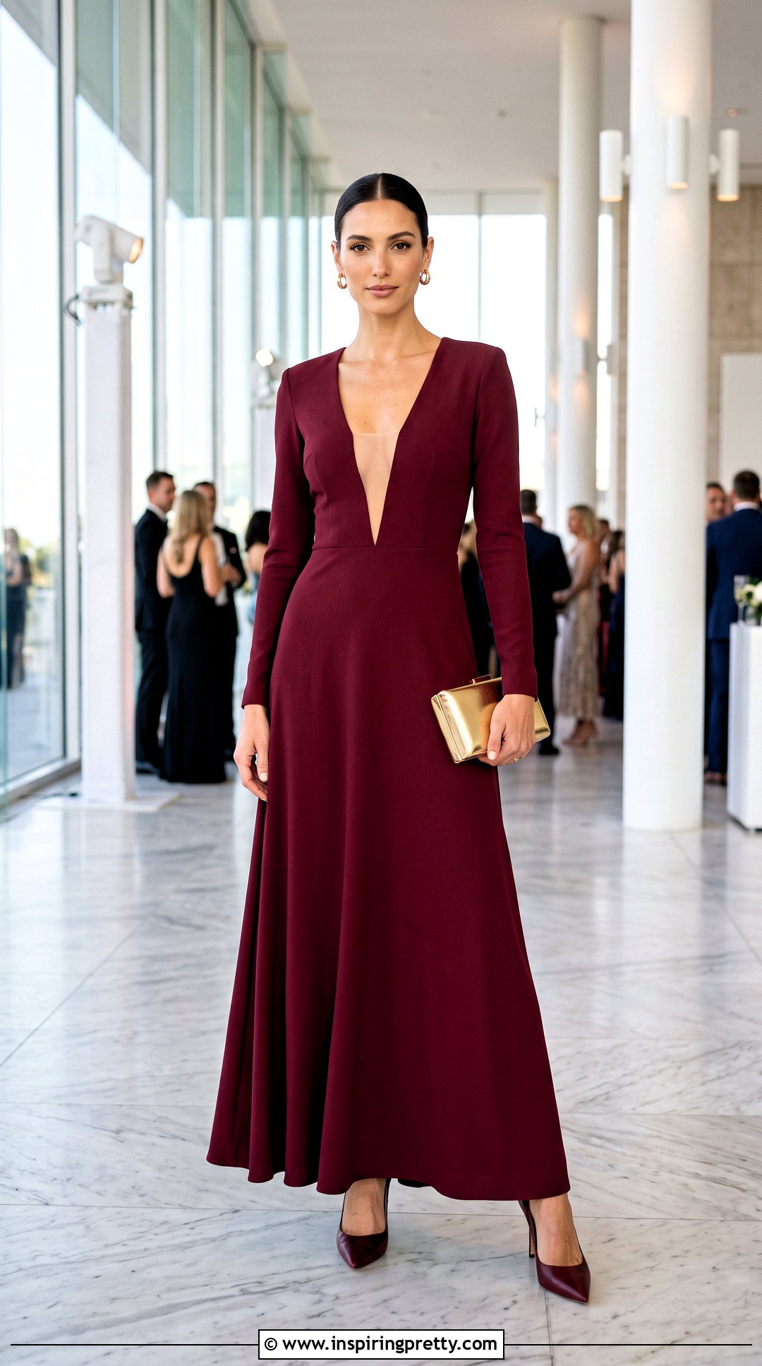 Plunging Neck Dress Outfit - 25 Dress Top Styles Names
