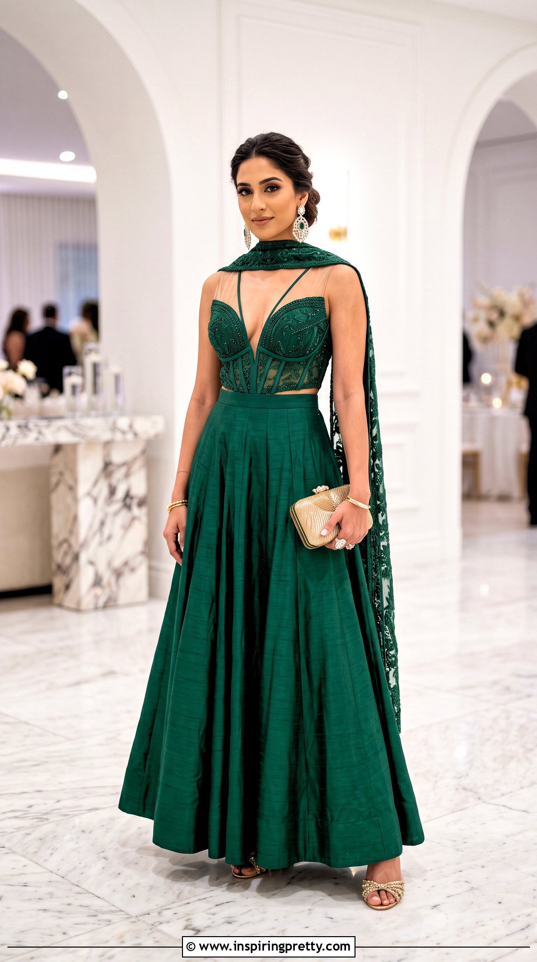 Plunging Neck Lehenga Top - 50 lehenga top design ideas