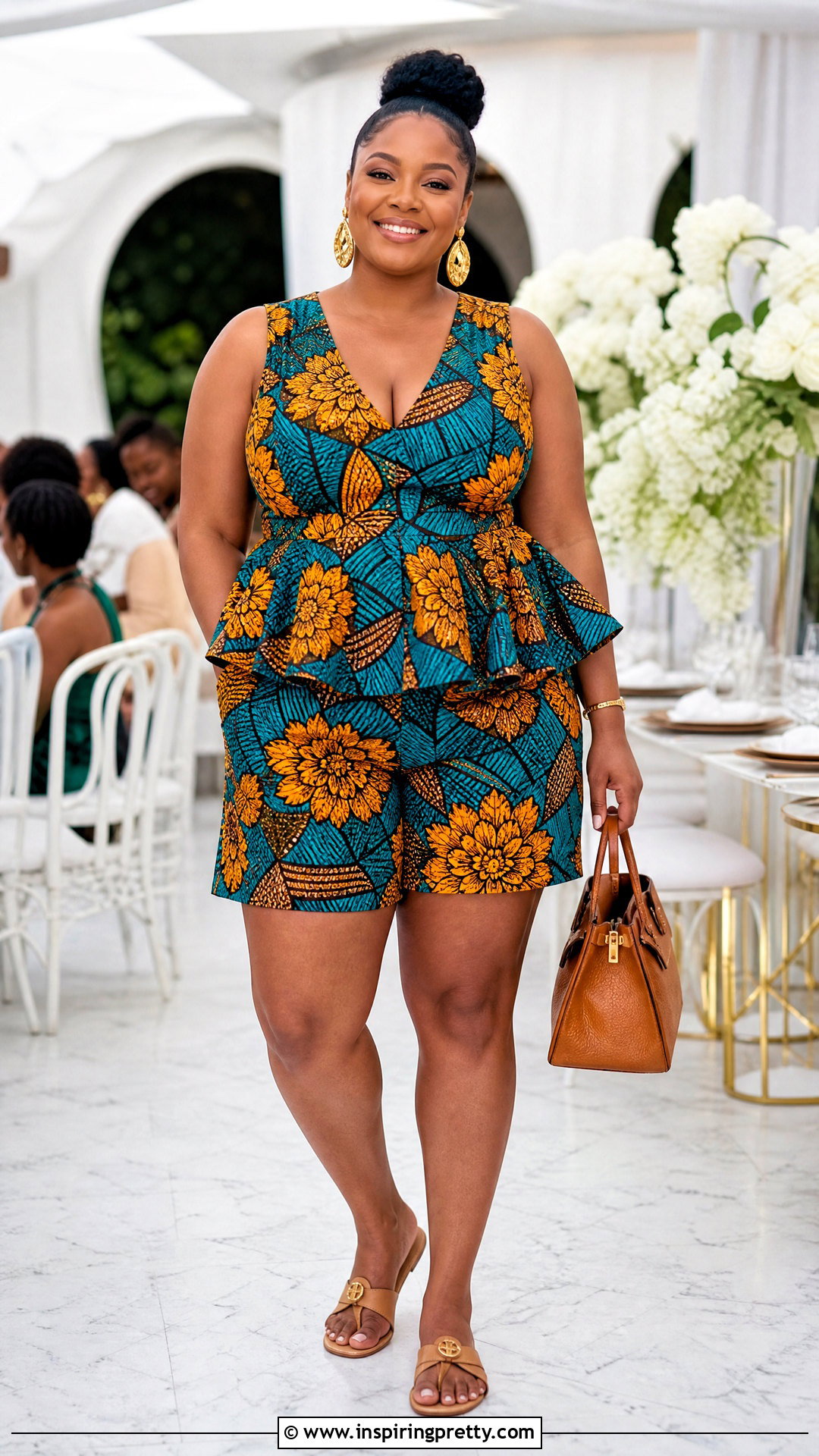 Plus Size Ankara Shorts And Peplum Top - 50 ankara short and top for ladies