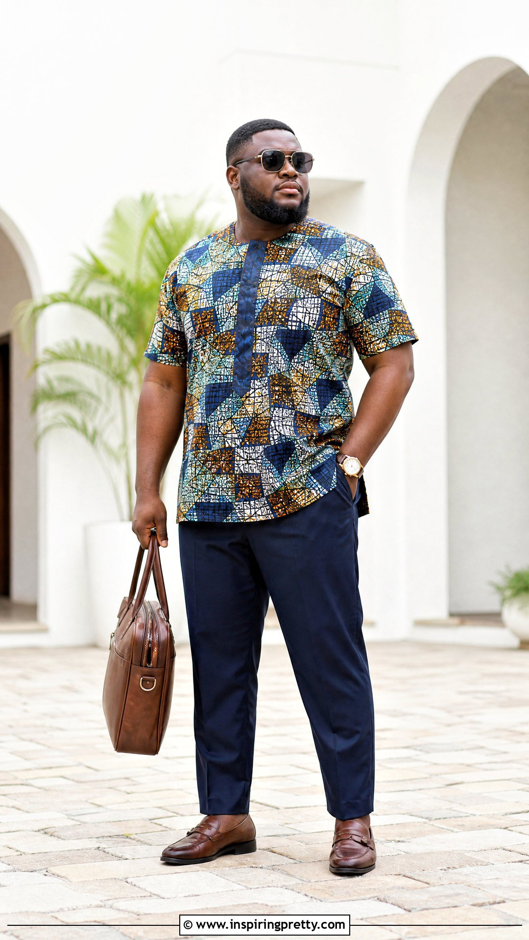 Plus Size Ankara Top With Straight Trousers - 50 ankara top for men outfit ideas