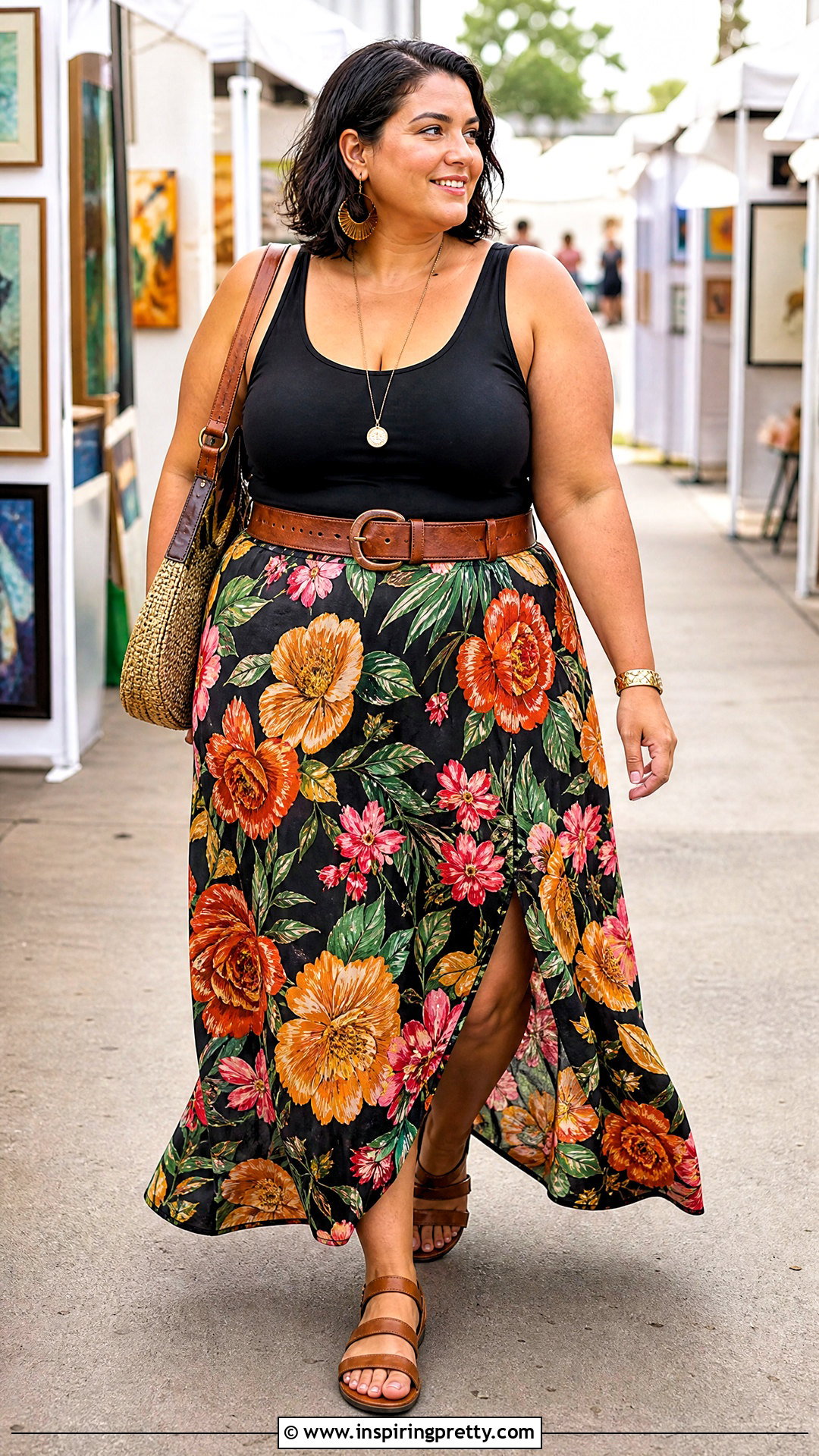 Plus Size Bodysuit With Maxi Skirt - 50 plus size tops outfit ideas