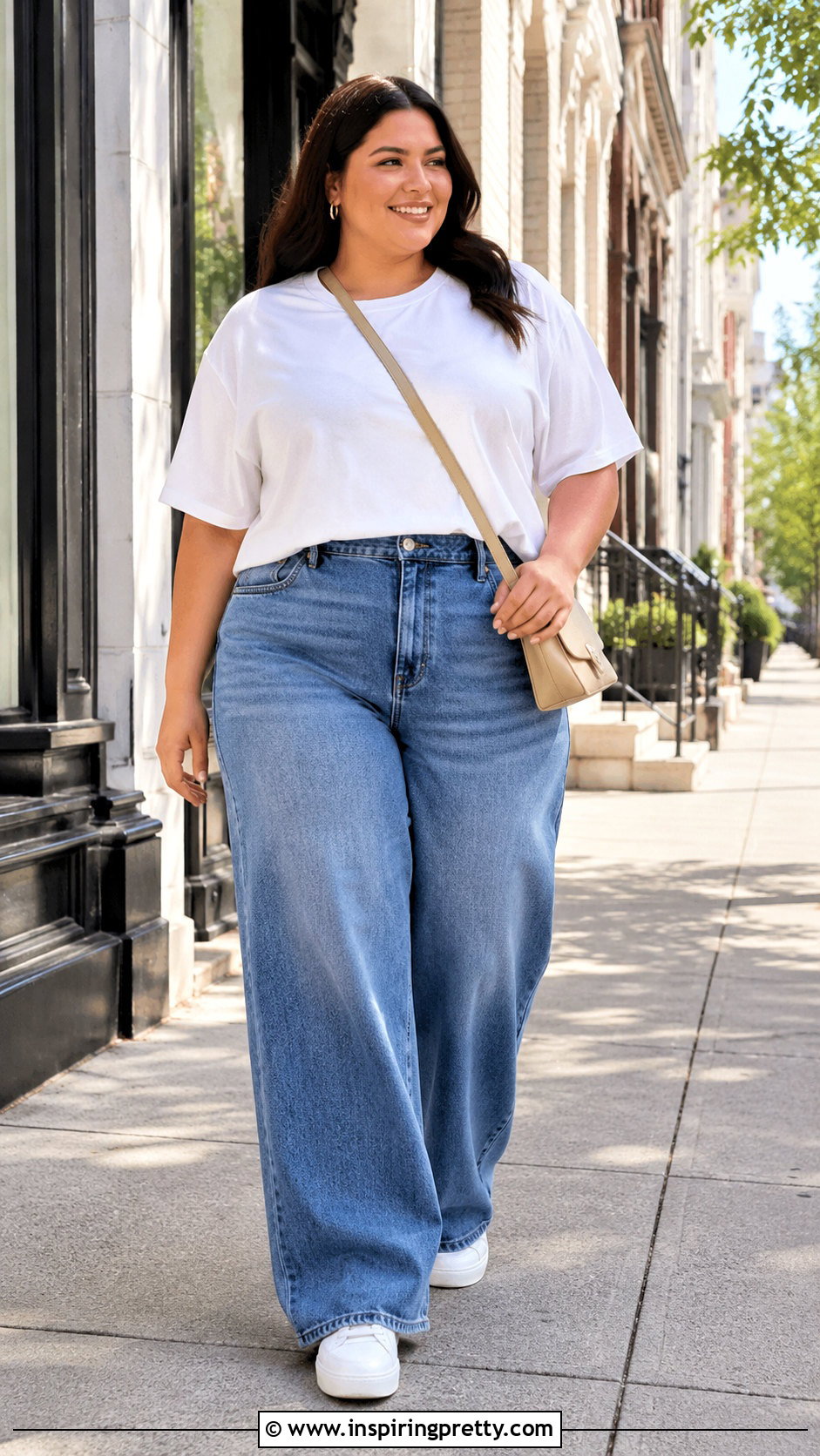 Plus Size Boxy Tee With Wide Leg Jeans - 25 Free Tops For Plus Size Ideas