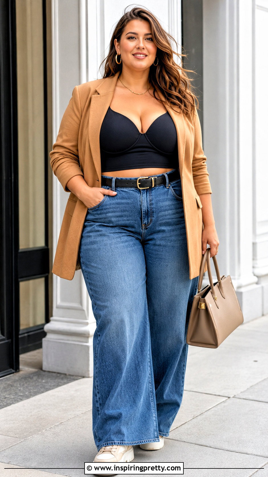 Plus Size Bra Top Outfit With Wide Leg Jeans - 50 bra tops outfit ideas