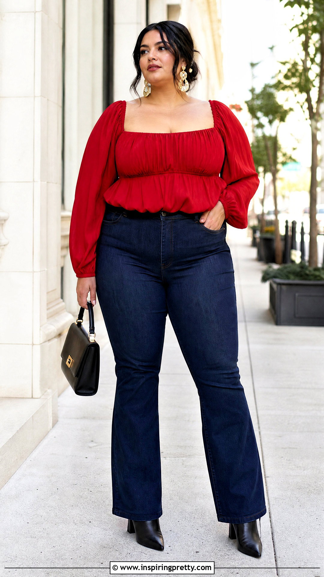 Plus Size Bubble Top With Bootcut Jeans - 50 bubble top outfit ideas