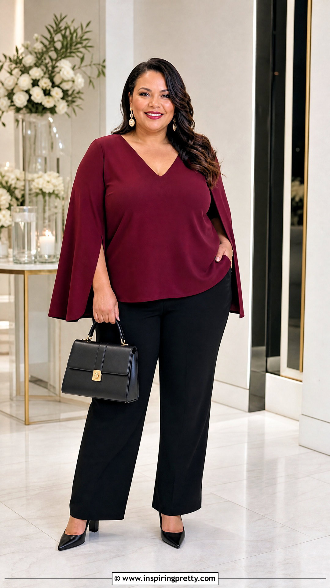 Plus Size Cape Top With Straight Pants - 50 cape top outfits