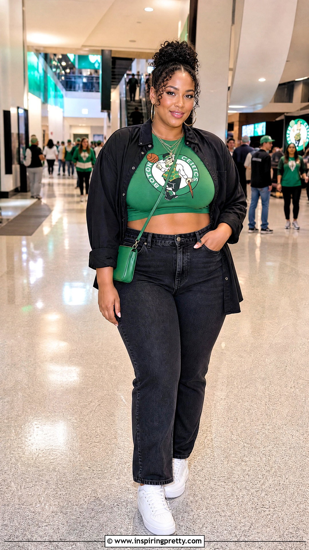 Plus Size Celtics Crop Top With High Rise Jeans - 20 boston celtics crop tops