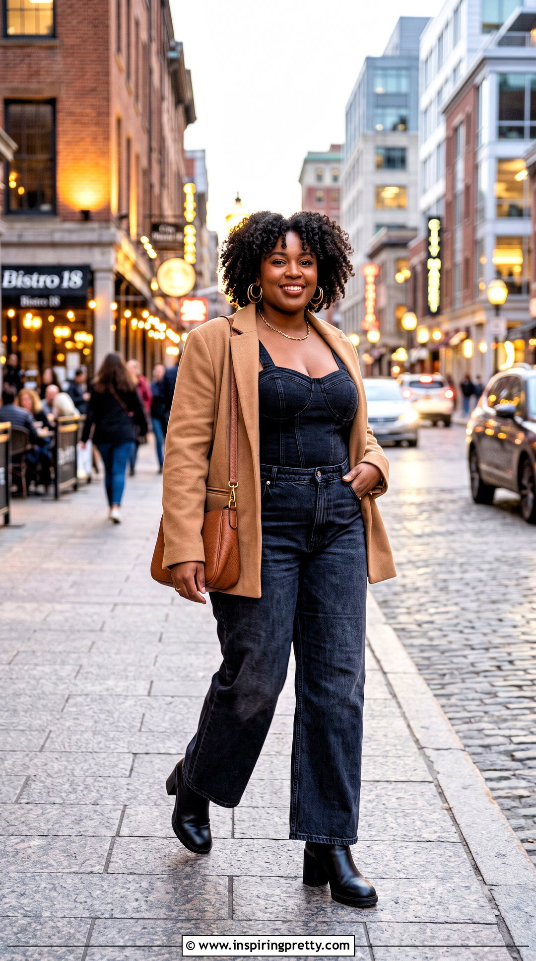 Plus Size Corset Top With Relaxed Jeans - 50 corset top outfits