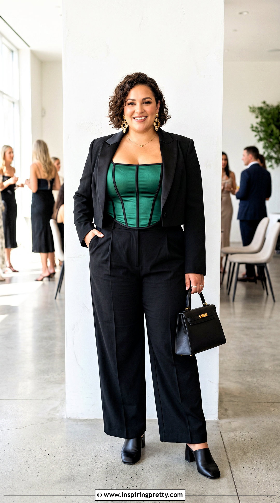 Plus Size Corset Top With Wide Leg Trousers - 50 Top Corset outfit ideas