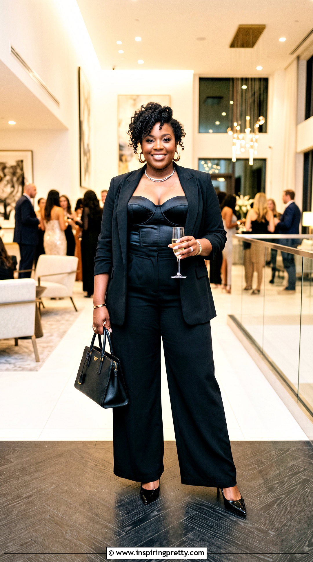 Plus Size Corset Top With Wide Leg Trousers - 50 corset top and trousers outfit ideas