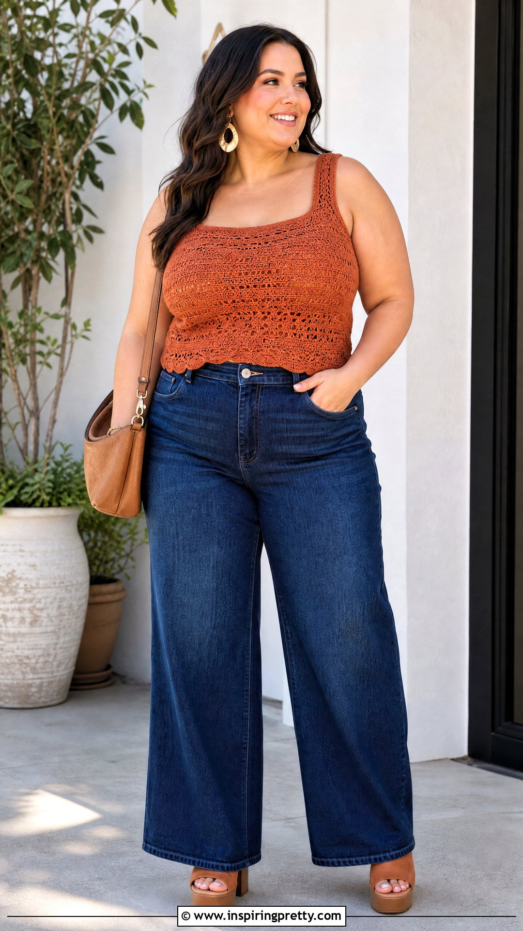 Plus Size Crochet Tank With Wide Leg Jeans - 50 top au crochet ideas