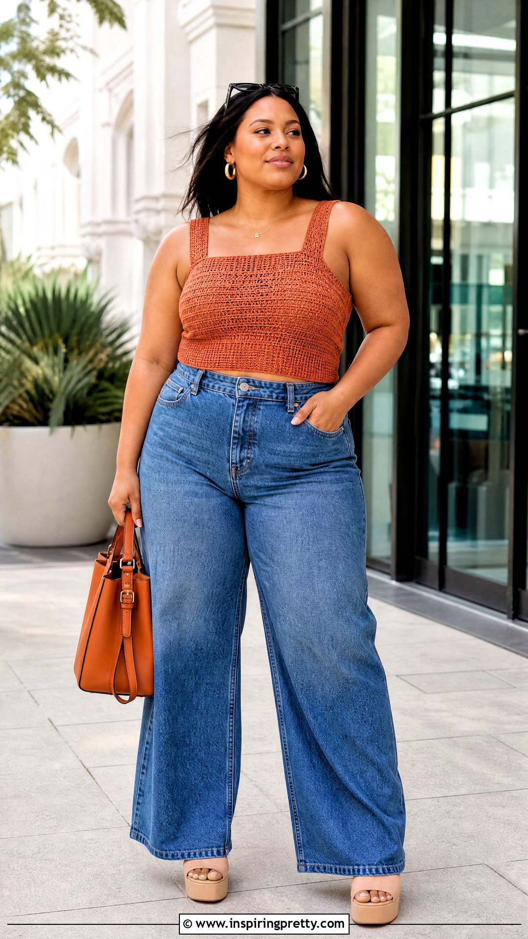 Plus Size Crochet Top With Wide Leg Jeans - 50 top de croche passo a passo ideas