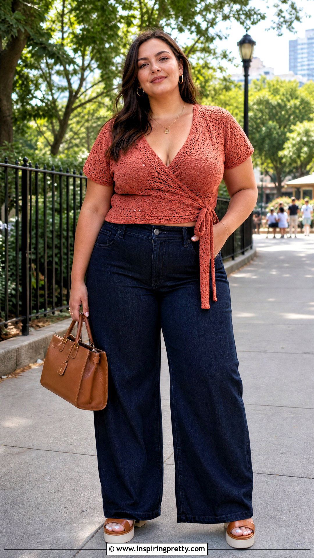 Plus Size Crochet Top With Wide Leg Jeans - 50 crochet ladies tops outfit ideas