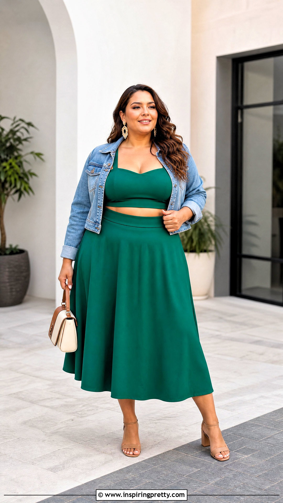 Plus Size Crop Top And A Line Midi Skirt Outfit - 25 cute crop top and skirt outfit ideas